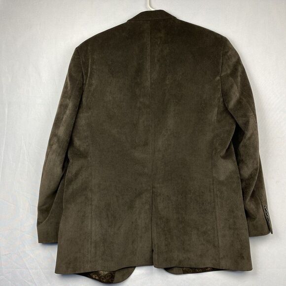 Chaps Blazer 46L Brown Corduroy Paisley Lining Sport Coat Jacket Polyester Blend - Picture 3 of 13